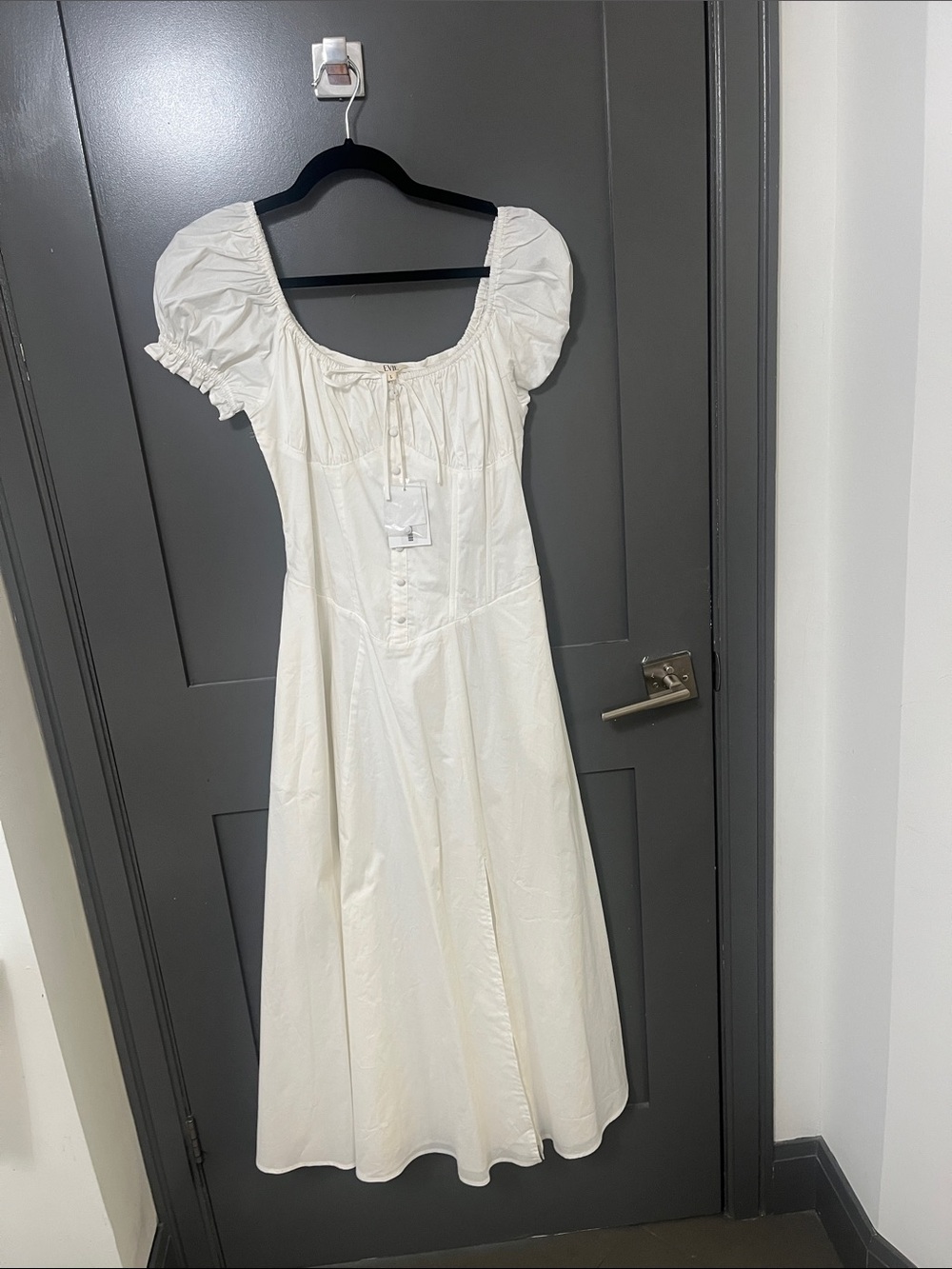 White Raw Milkmaid Dress
